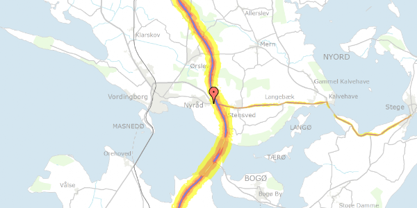 Trafikstøjkort på Olsbjergvej 21, 4760 Vordingborg