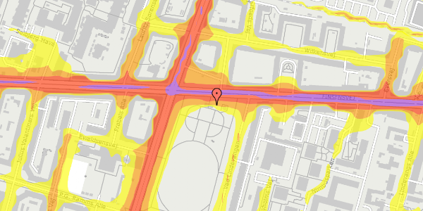 Trafikstøjkort på Finsensvej 39D, 2000 Frederiksberg