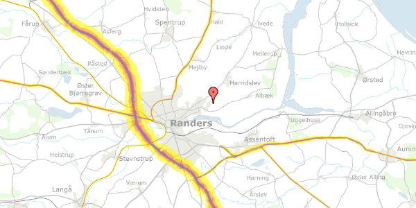 Trafikstøjkort på Røllikedalen 4, 8930 Randers NØ