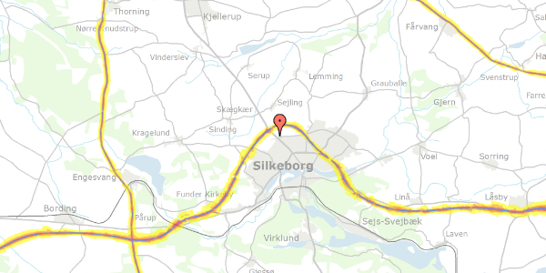 Trafikstøjkort på Tvebaksvej 8, 8600 Silkeborg