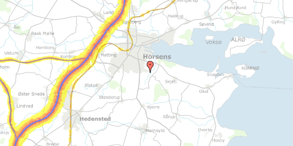 Trafikstøjkort på Hyrdetasken 14, 8700 Horsens