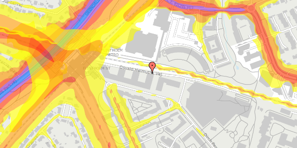 Trafikstøjkort på Osvald Helmuths Vej 7, 2000 Frederiksberg