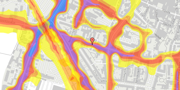 Trafikstøjkort på Danmarksgade 10, 9000 Aalborg