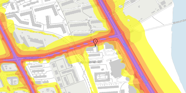 Trafikstøjkort på Øresundsvej 148B, 2. tv, 2300 København S