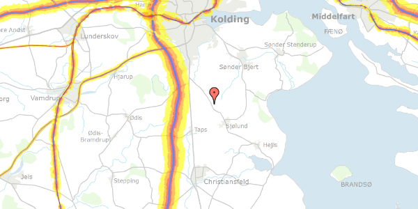 Trafikstøjkort på Dalhavevej 1A, 6070 Christiansfeld