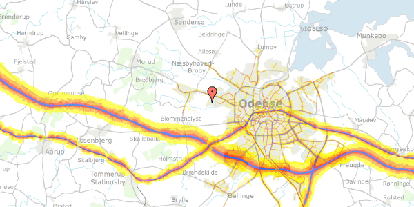 Trafikstøjkort på Bækkelunds Have 6, 5210 Odense NV