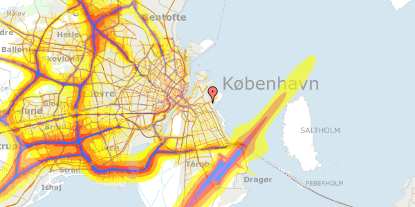 Trafikstøjkort på Yderlandsvej 9, 2300 København S