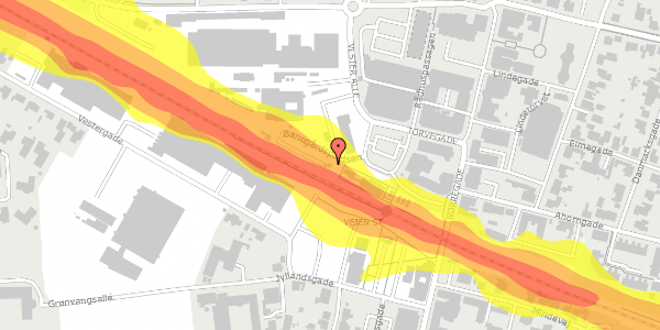 Trafikstøjkort på Banegårdspladsen 3, 6600 Vejen