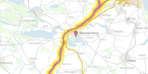 Trafikstøjkort på Ovenvande 10, 8660 Skanderborg