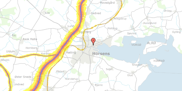 Trafikstøjkort på Borgergade 5, 5. tv, 8700 Horsens