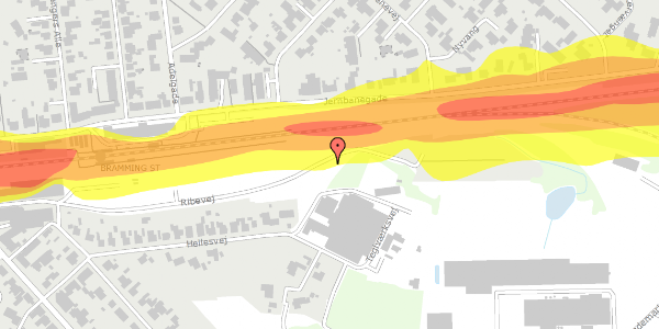 Trafikstøjkort på Ribevej 1B, 6740 Bramming