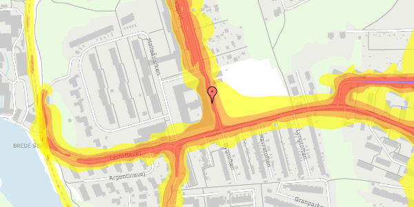 Trafikstøjkort på Bredebovej 5, 2800 Kongens Lyngby