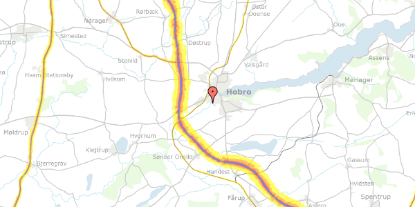 Trafikstøjkort på Aalykkevej 9, 9500 Hobro