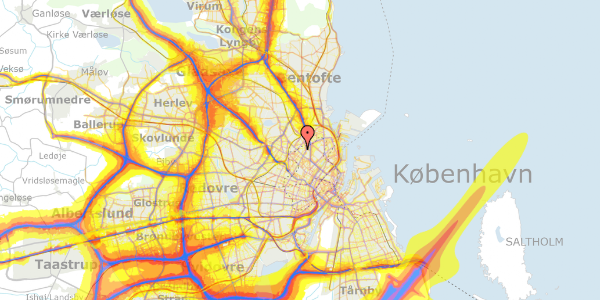 Trafikstøjkort på Hermodsgade 13, 2200 København N