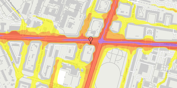 Trafikstøjkort på Finsensvej 43A, 2000 Frederiksberg