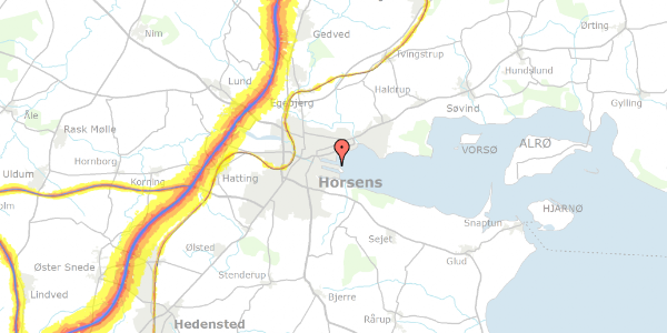 Trafikstøjkort på Ove Jensens Alle 52, 8700 Horsens