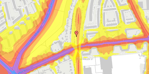 Trafikstøjkort på Hf. Zenia-Lindevang 8, 2000 Frederiksberg