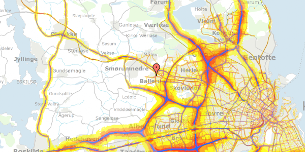 Trafikstøjkort på Atlasvænge 33, 2750 Ballerup