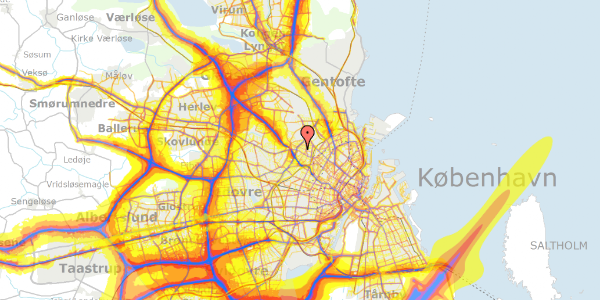 Trafikstøjkort på Theklavej 48, 2400 København NV