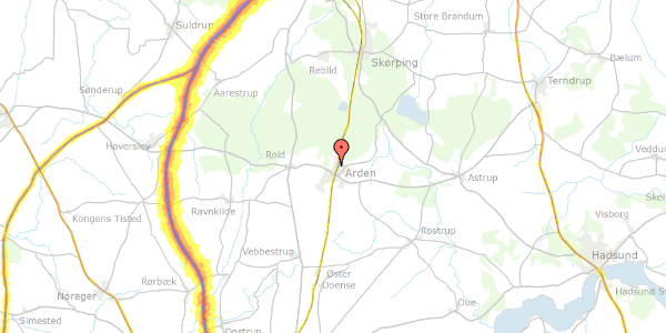 Trafikstøjkort på Skovmarken 23, 9510 Arden