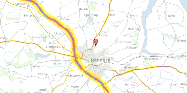 Trafikstøjkort på Jomfruløkken 10, 8930 Randers NØ