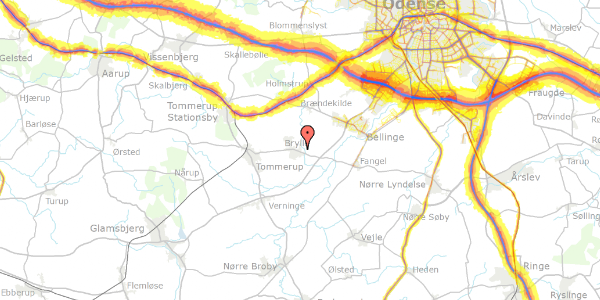 Trafikstøjkort på Brylle Industrivej 5, 5690 Tommerup