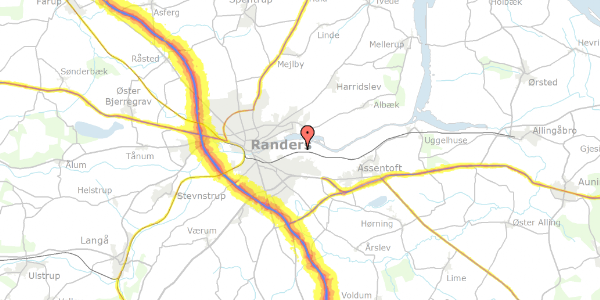 Trafikstøjkort på Romaltparkens Hovedgade 10, 8960 Randers SØ