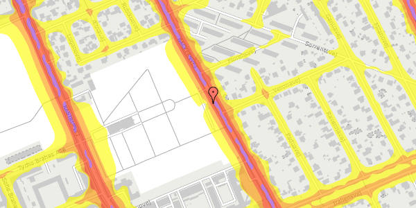 Trafikstøjkort på Backersvej 50, 2300 København S