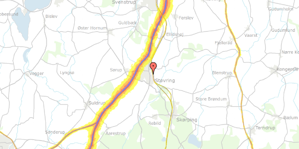 Trafikstøjkort på Hobrovej 134, 9530 Støvring