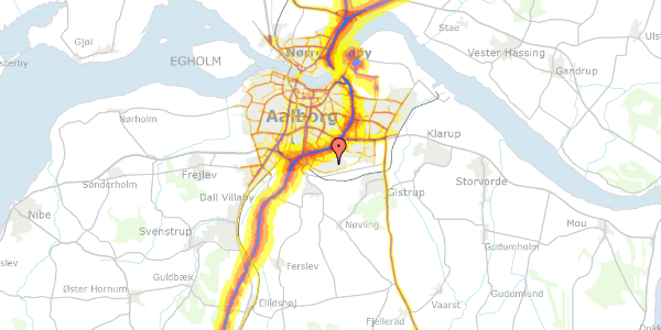 Trafikstøjkort på Gaias Alle 7, 9210 Aalborg SØ