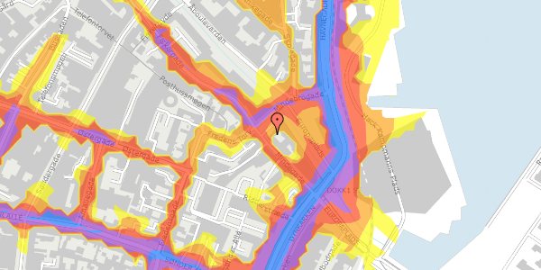 Trafikstøjkort på Mindebrogade 5, st. , 8000 Aarhus C