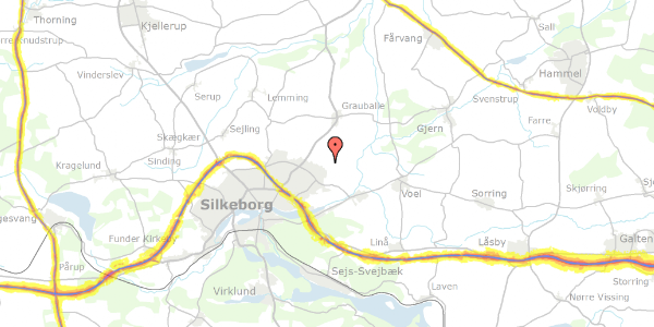 Trafikstøjkort på Tusindfryd 123, 8600 Silkeborg