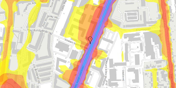 Trafikstøjkort på Kirsten Walthers Vej 2A, 2. , 2500 Valby