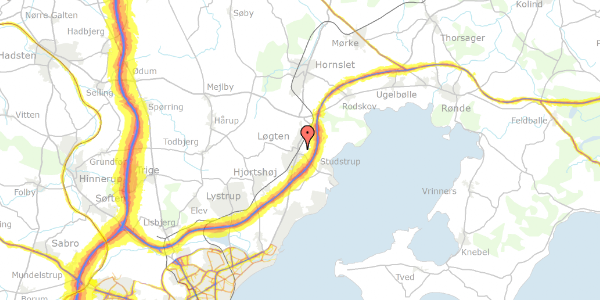 Trafikstøjkort på Løgten Østervej 65, 8541 Skødstrup