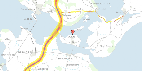 Trafikstøjkort på Søvangsvej 17B, 4793 Bogø By