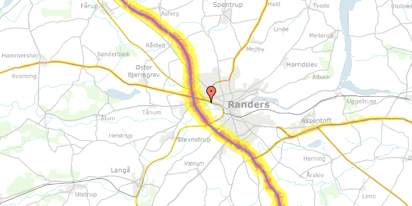 Trafikstøjkort på Rabarberstræde 40, 8920 Randers NV