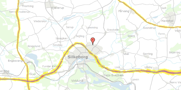 Trafikstøjkort på Priorsvej 7B, 8600 Silkeborg