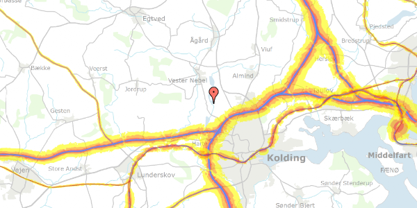 Trafikstøjkort på Egtvedvej 134C, 6000 Kolding