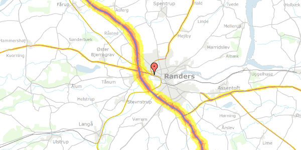 Trafikstøjkort på Hvidemøllevej 10A, 8920 Randers NV