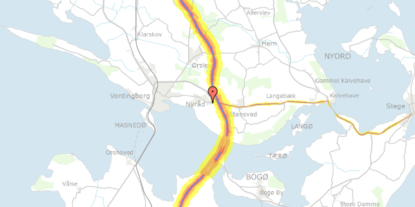 Trafikstøjkort på Bakkebøllevej 6, 4760 Vordingborg