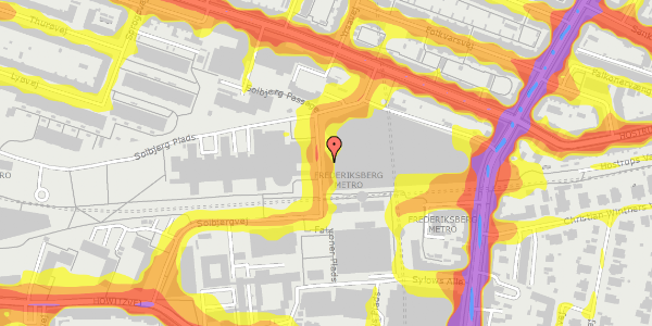 Trafikstøjkort på Solbjerg Plads 2, 2000 Frederiksberg