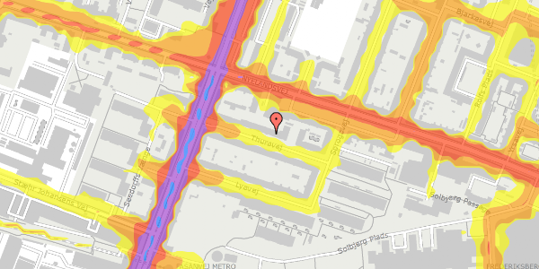 Trafikstøjkort på Thurøvej 13, 4. th, 2000 Frederiksberg