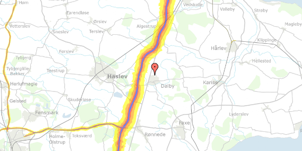 Trafikstøjkort på Kirsebærhøjen 4, 4690 Haslev