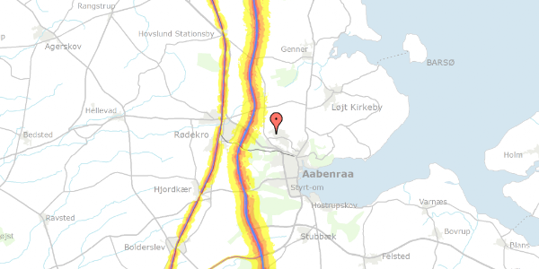 Trafikstøjkort på Wilhelm Johannsens Vej 62, 6200 Aabenraa