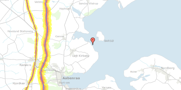 Trafikstøjkort på Barsbæklund 16, 6200 Aabenraa