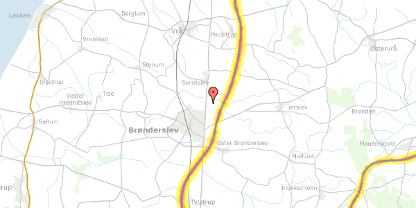 Trafikstøjkort på Merkurvej 3, 9700 Brønderslev