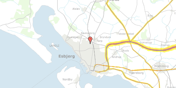 Trafikstøjkort på Thulevej 448, 6715 Esbjerg N