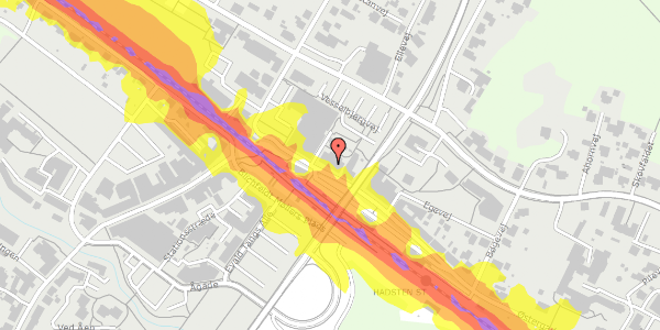 Trafikstøjkort på Østergade 15, 8370 Hadsten