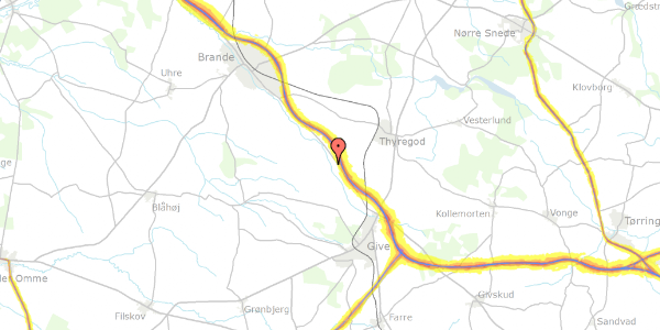Trafikstøjkort på Ulleruplund 11, 7323 Give