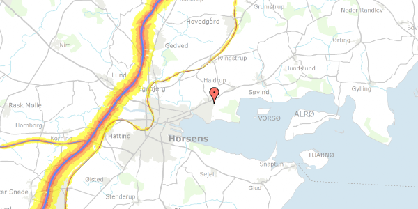 Trafikstøjkort på Tværvej 9, 8700 Horsens